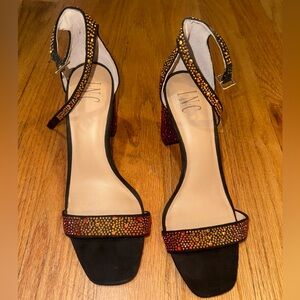 INC Black and Multicolor Strappy Heels